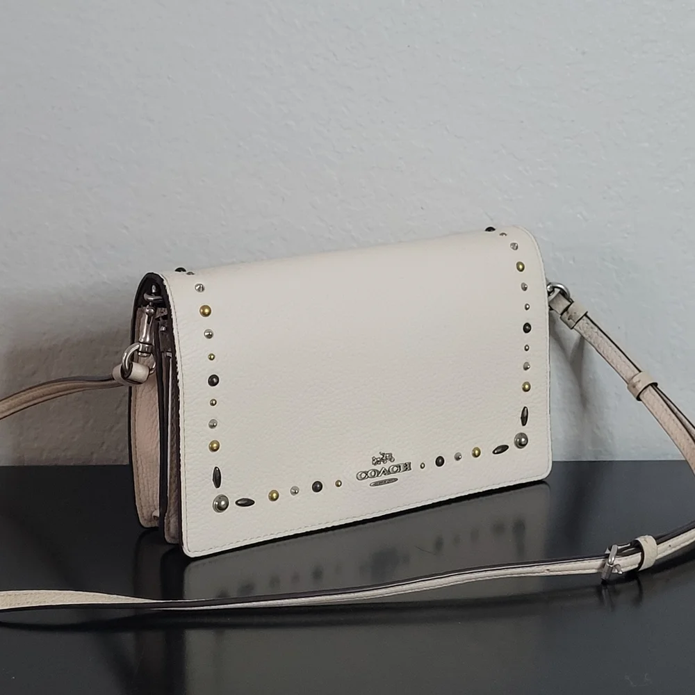 Coach Foldover Crossbody Clutch With Prairie Rivets - Picture 8 of 14